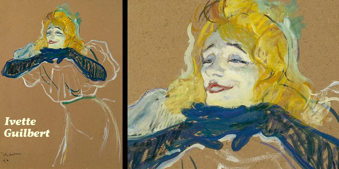 LAUTREC — 43 YvetteGuilbert Singing Linger Longer Loo 1894